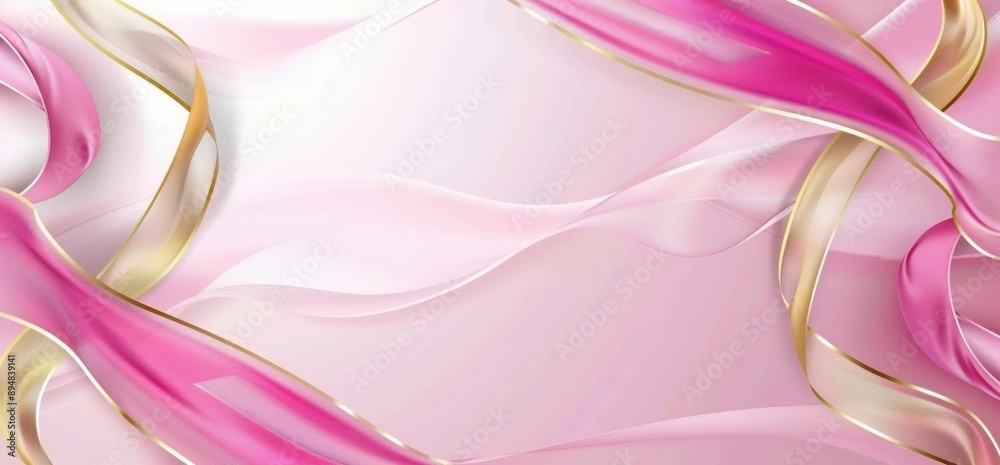 Abstract gold and pink ribbon frame background vector Abstract gold and pink ribbon frame background vector