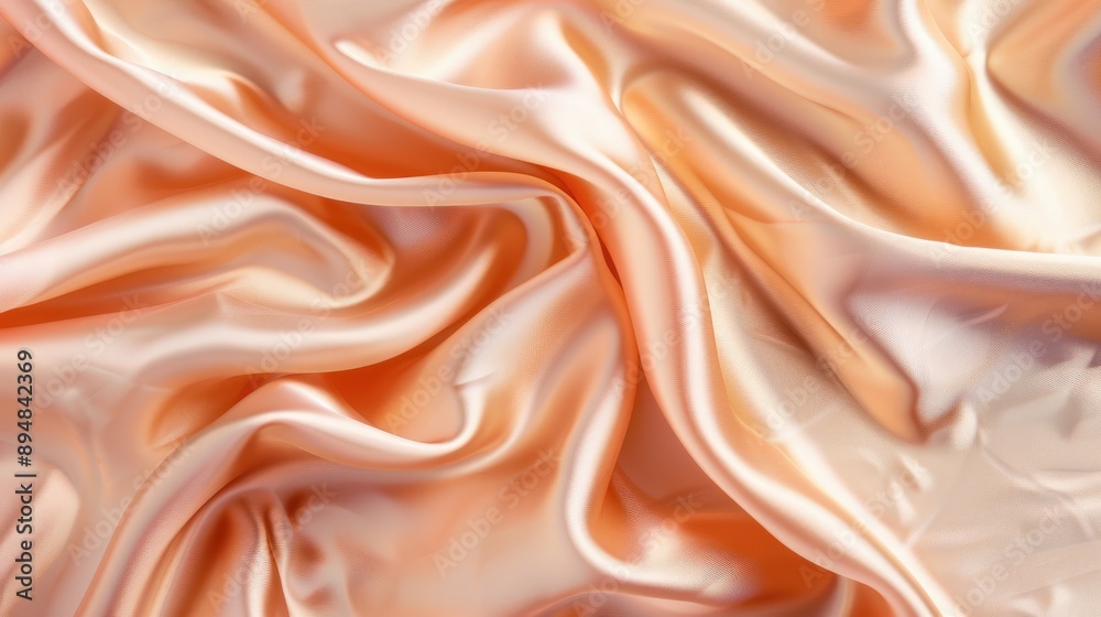 Pale peach pink silk satin fabric with elegant folds and gentle lines.