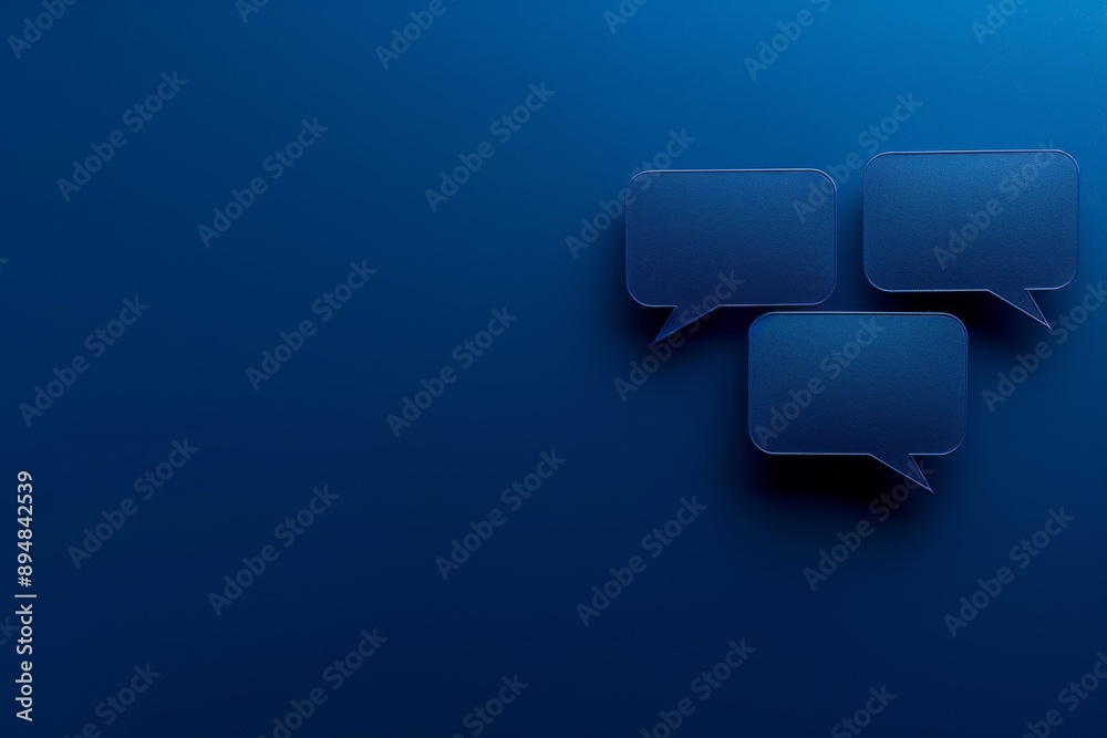 Three rectanular speech bubbles on blue background Three rectanular speech bubbles on blue background