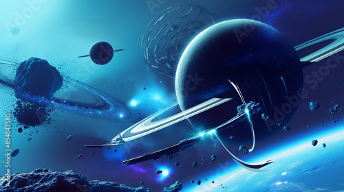 Futuristic spacecraft in a ...