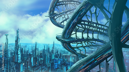 Sci-fi city with advanced t...