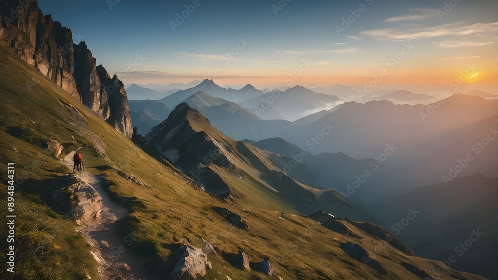 Fototapeta premium Sunset Over Mountain Range