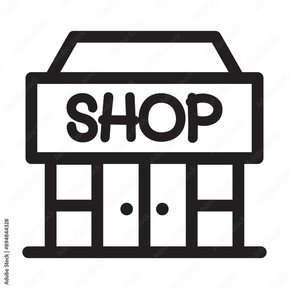 Shop building icon in thin line style. Vector illustration graphic design