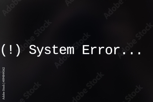 Computer black screen, indicating system error. Viruses and blocking of computer systems.