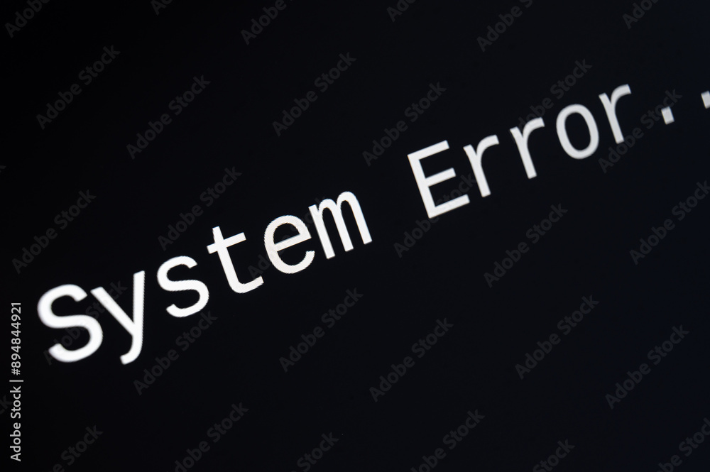 Computer black screen, indicating system error. Viruses and blocking of computer systems. Computer black screen, indicating system error. Viruses and blocking of computer systems.