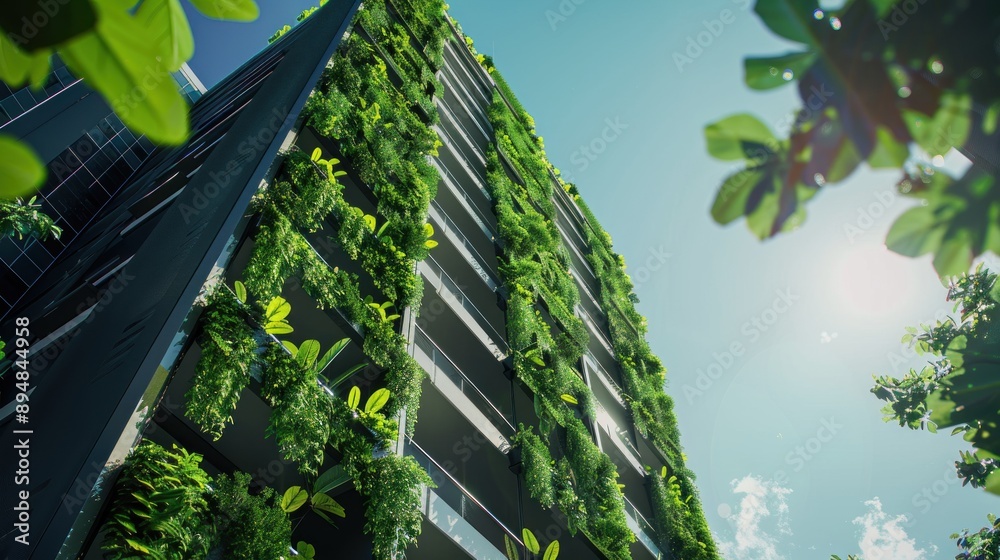 Image showcasing Generate a photo realistic image of urban green walls and facades ...