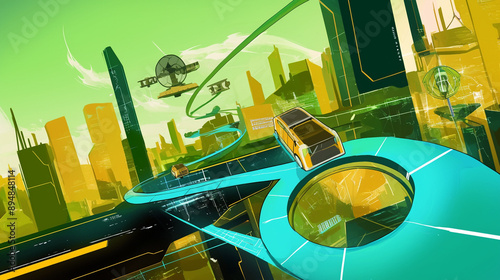 Modern city with green ener...