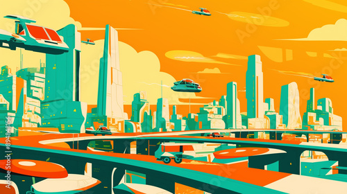 A vibrant and futuristic ur...