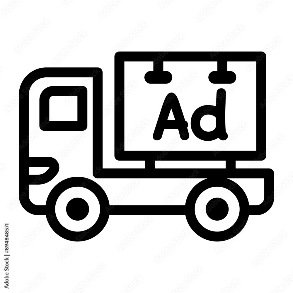 Billboard truck icon in thin line style. Vector illustration graphic design Billboard truck icon in thin line style. Vector illustration graphic design