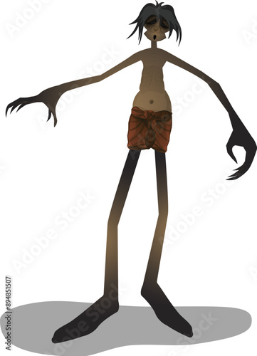 Peta Ghost Thai style. He was as tall as a palm tree and skinny because he had committed a serious sin in the past.