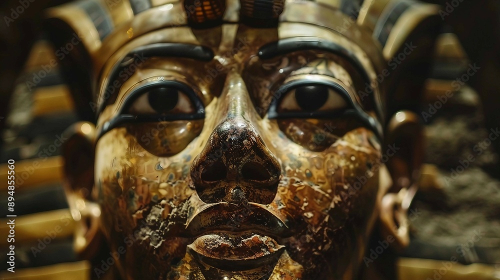 a close up of a statue of an egyptian god