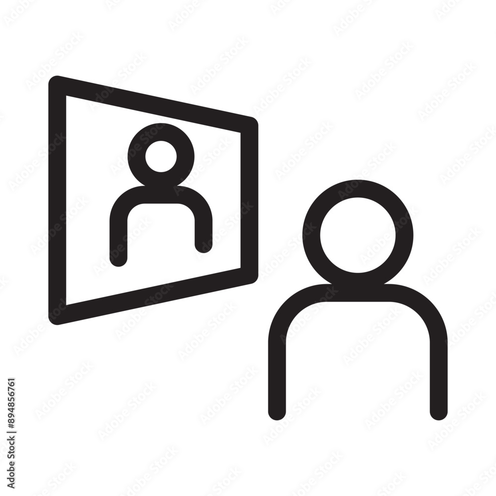Video conference icon in thin line style. Vector illustration graphic design Video conference icon in thin line style. Vector illustration graphic design