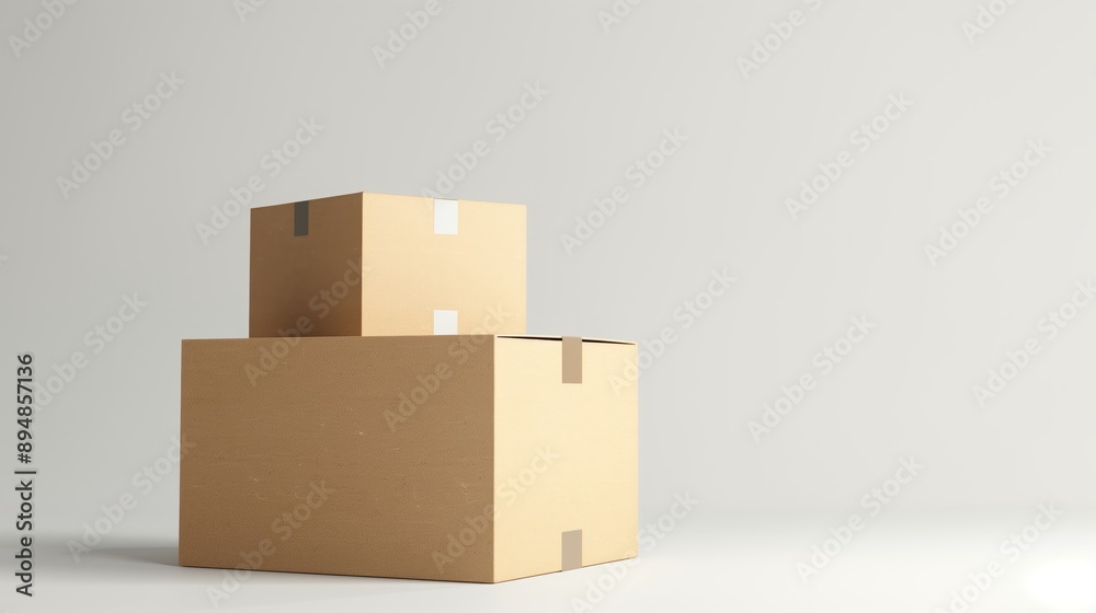 Durable recycled parcel boxes, isolated on a plain white background. Durable recycled parcel boxes, isolated on a plain white background.