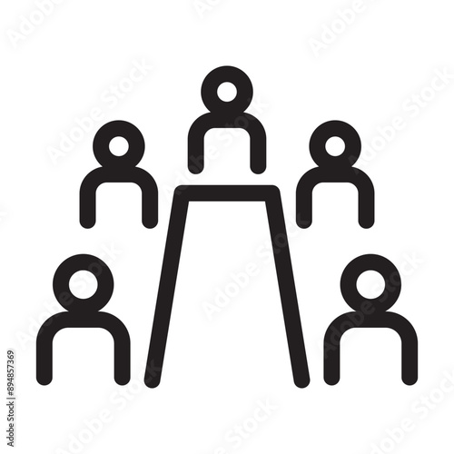 Meeting icon in thin line style. Vector illustration graphic design