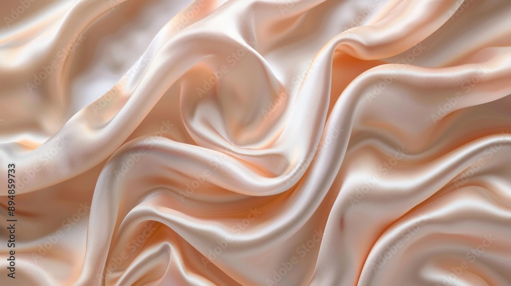 Tender peach beige silk satin fabric with elegant lines and soft folds. Tender peach beige silk satin fabric with elegant lines and soft folds.