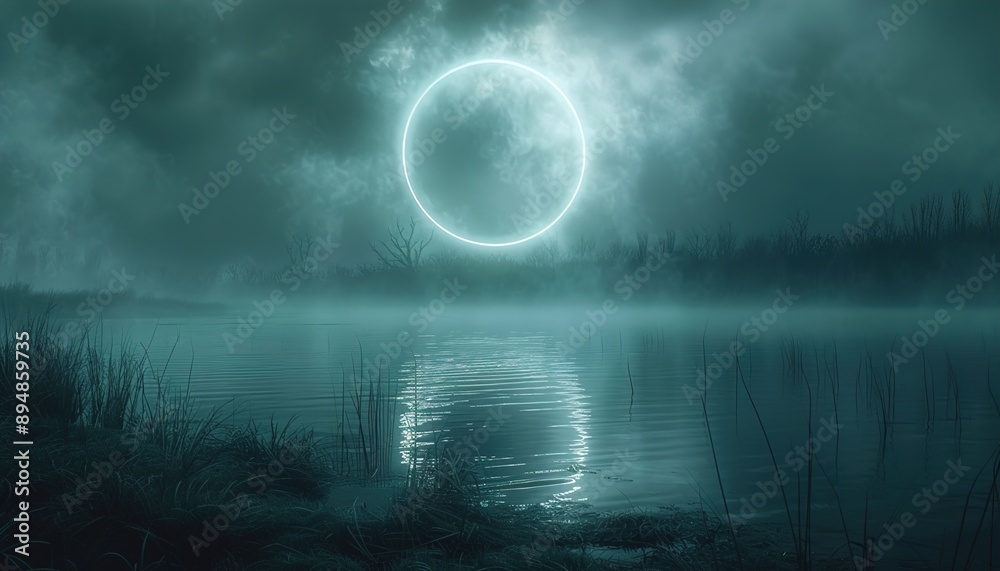 Fototapeta premium Luminous circle in the lake 