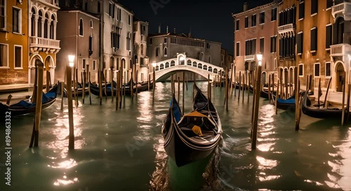 Gondola in Venice at night.