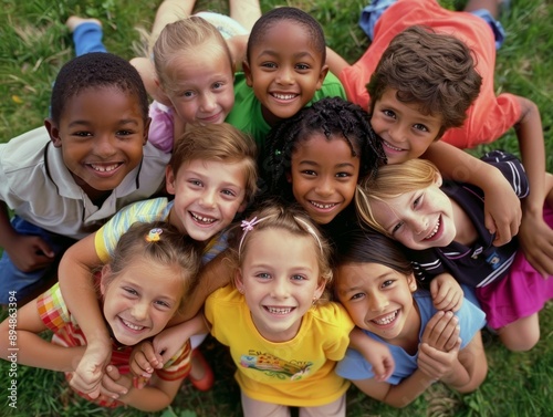 Happy Diverse Children Playing Together in a Joyful Park Scene.