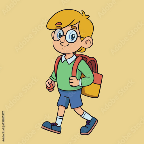 student with school bag illustration