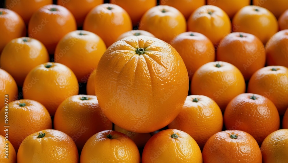 Photos of orange fruit are arranged precisely and orderly. Bright orange oranges, stacked neatly on a wooden table, soft, blurry sunlight forms the background. Photos of orange fruit are arranged precisely and orderly. Bright orange oranges, stacked neatly on a wooden table, soft, blurry sunlight forms the background.