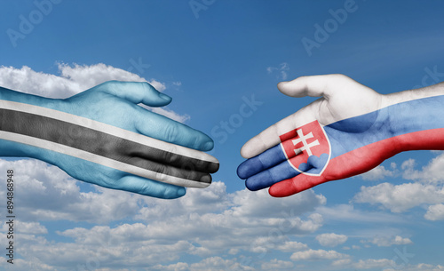 Canvas Print Slovak Republic or Slovakia and Botswana country handshaking with flags, consens