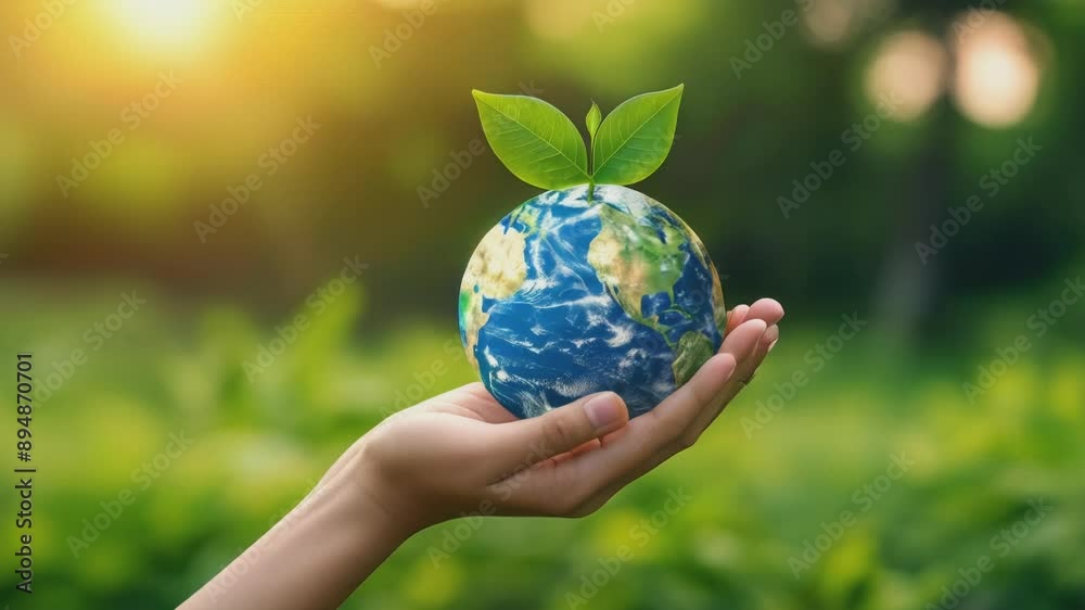 A hand gently holds a miniature Earth, symbolizing global care, sustainability, and environmental awareness. The image conveys a message of protecting our planet and the importance of responsible stew A hand gently holds a miniature Earth, symbolizing global care, sustainability, and environmental awareness. The image conveys a message of protecting our planet and the importance of responsible stew