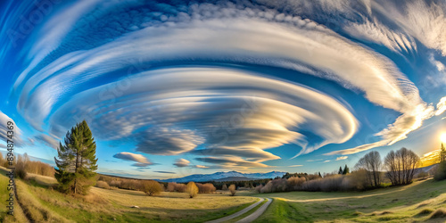 lenticular clouds summer landscape fisheye lens effect