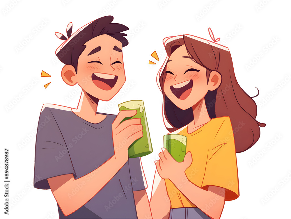 People drink healthy green juice together. Healthy lifestyle diet. People drink healthy green juice together. Healthy lifestyle diet.