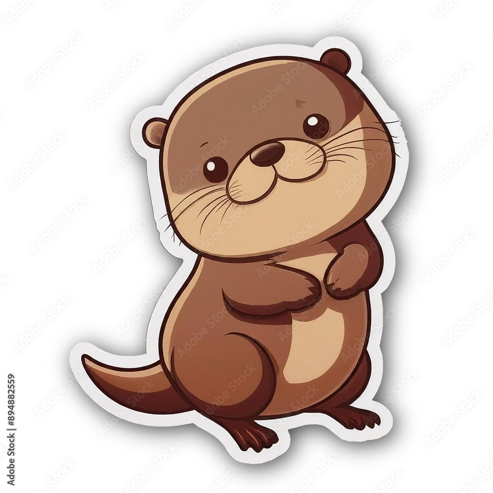cute kawaii Otter sticker isolated on white background cute kawaii Otter sticker isolated on white background