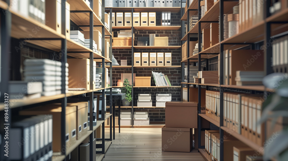 Shelves With Cardboard Archival Folders and Boxes Shelves With Cardboard Archival Folders and Boxes