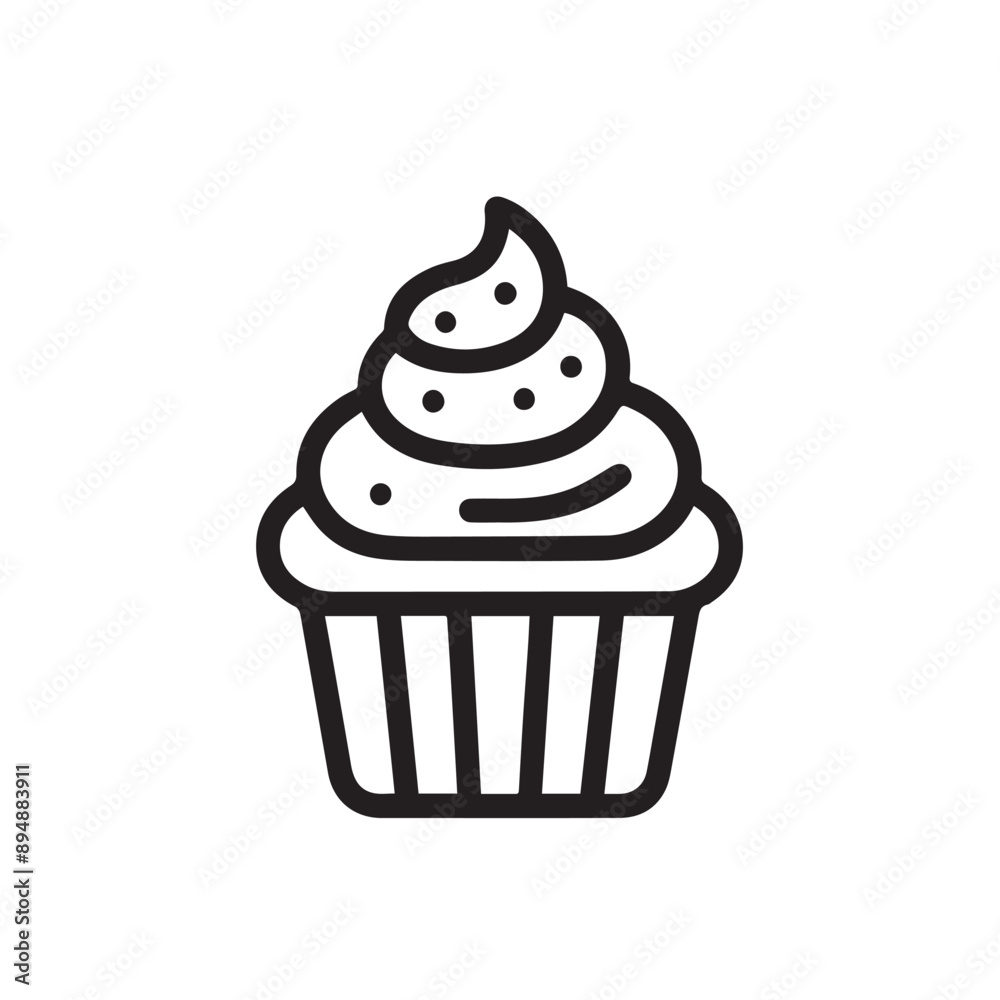 Hand-drawn cupcake icon with white background Hand-drawn cupcake icon with white background
