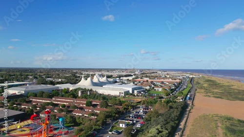 Aerial drone footage of the famous Butllins holiday camp based in the seaside town of Skegness Lancashire, UK photo