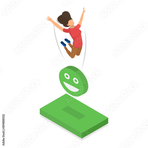 3D Isometric Flat Vector Set of Mood Scenes, Client Review. Item 1