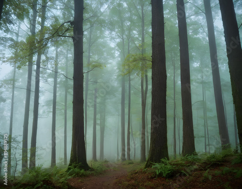 misty morning in the forest