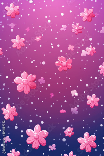 Dreamy Pink Gradient with Snowflakes