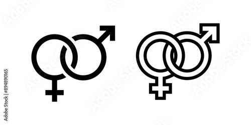 Gender icon set. Male and female sign. Flat illustration of vector icon on white background