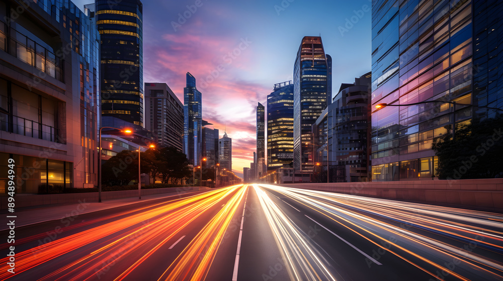 Dusk Descends over Modern Metropolis: A Dynamic Cityscape Photograph Capturing the Dualism of Vibrant City Life against Tranquil Waterfront Dusk Descends over Modern Metropolis: A Dynamic Cityscape Photograph Capturing the Dualism of Vibrant City Life against Tranquil Waterfront