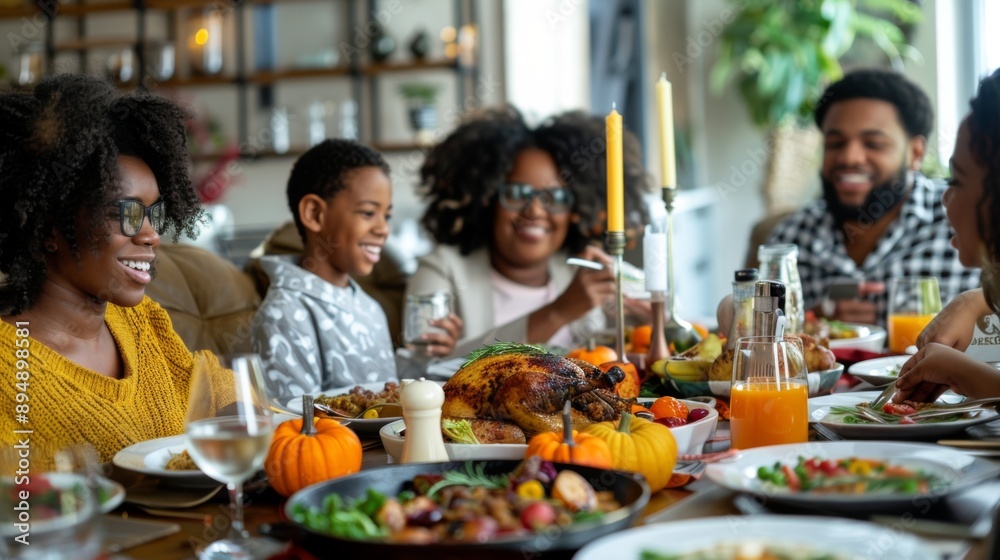 Happy Thanksgiving day. Family dinner background illustration generated by ai Happy Thanksgiving day. Family dinner background illustration generated by ai
