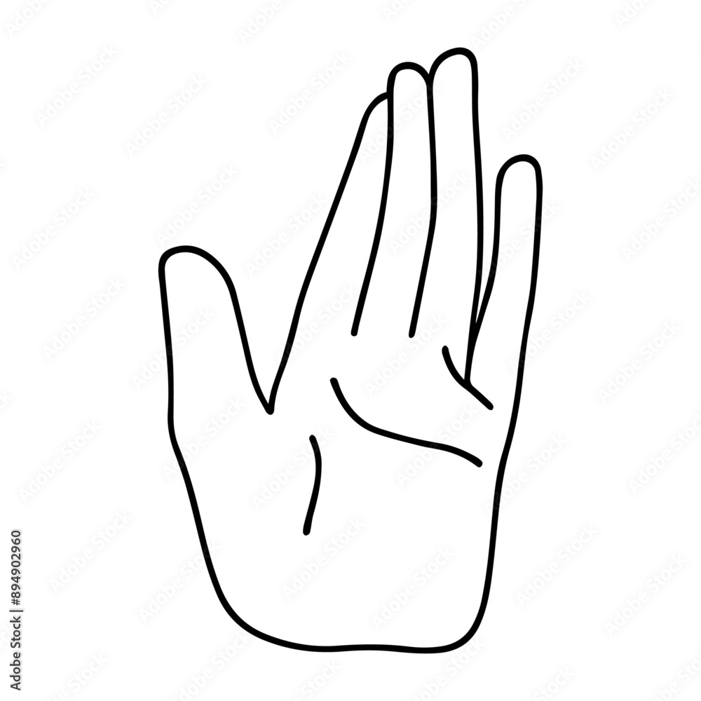 Open human hand showing friendly waving gesture, isolated on transparent or white background, vector illustration Open human hand showing friendly waving gesture, isolated on transparent or white background, vector illustration