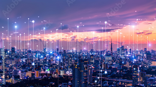 Smart City, wallpaper, the modern technology and intelligent communication networks