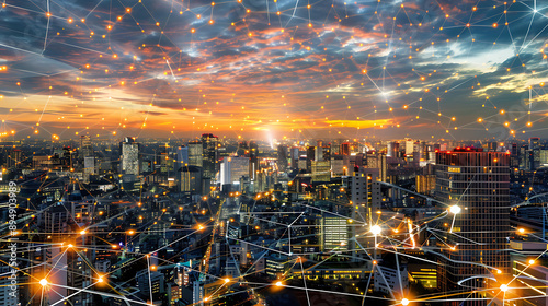 Smart City, wallpaper, the modern technology and intelligent communication networks