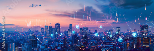 Smart City, wallpaper, the modern technology and intelligent communication networks