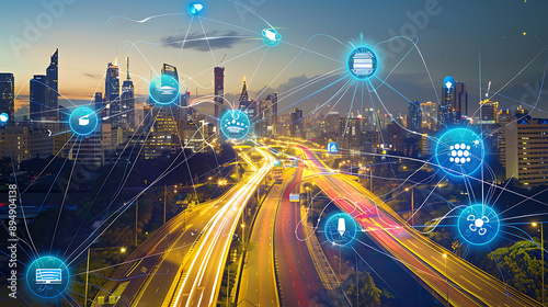 Smart City, wallpaper, the modern technology and intelligent communication networks
