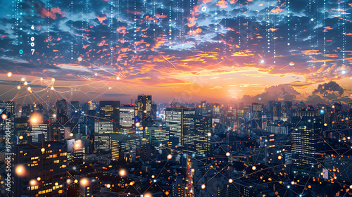 Smart City, wallpaper, the modern technology and intelligent communication networks