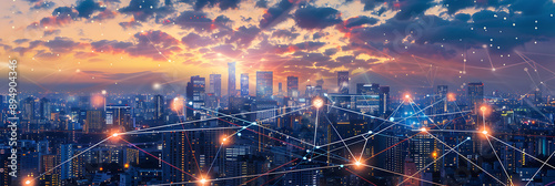 Smart City, wallpaper, the modern technology and intelligent communication networks