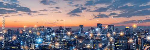 Smart City, wallpaper, the modern technology and intelligent communication networks