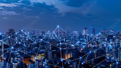 Smart City, wallpaper, the modern technology and intelligent communication networks