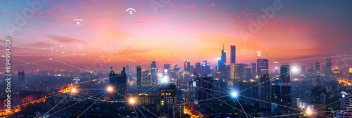 Smart City, wallpaper, the modern technology and intelligent communication networks