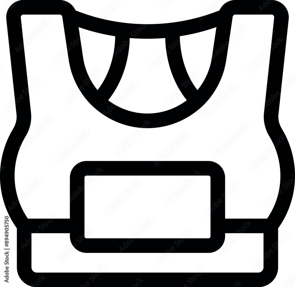 Simple line icon of a sports bra, highlighting its role in supporting women during physical activity Simple line icon of a sports bra, highlighting its role in supporting women during physical activity