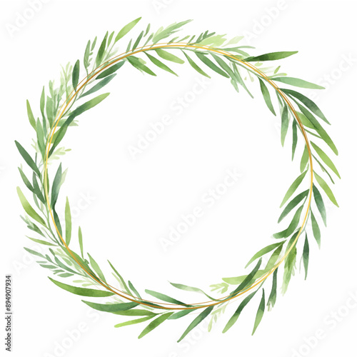 Leaves Watercolor Wreath Template For Wedding Invitation And Save The Date Cards Illustration Leaves Watercolor Wreath Template For Wedding Invitation And Save The Date Cards Photo Background